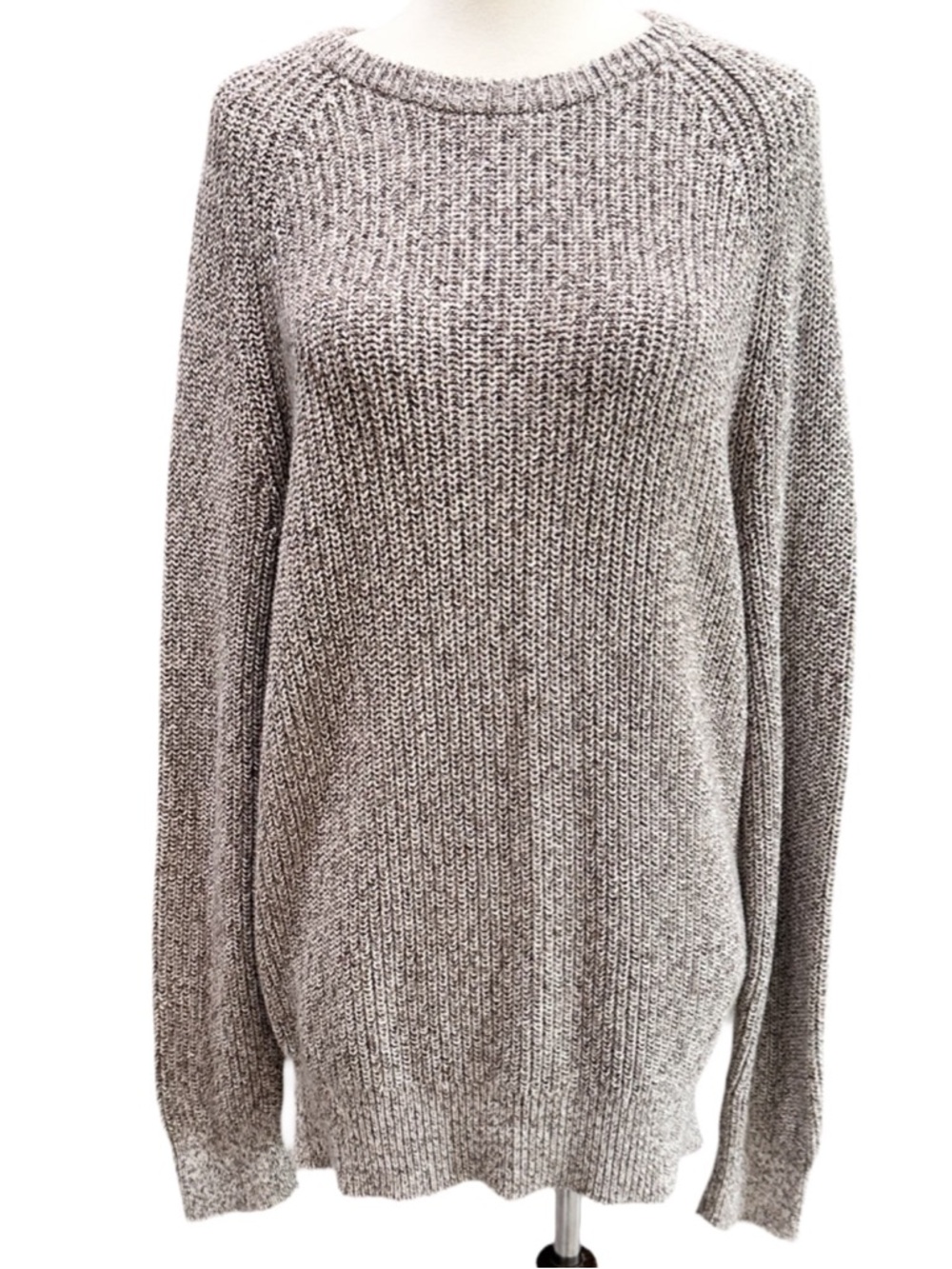 J. Crew Gray Beige 100% Cotton Cozy Women's Crewneck Knit Sweater Tunic Small